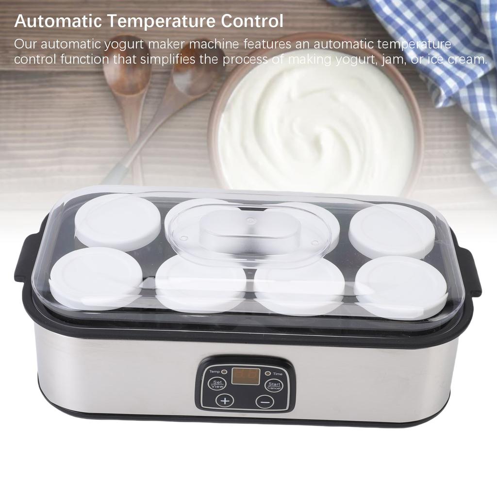 Macchina per Yogurtiera 0-48 Ore di Timer 8 Tazze Controllo Automatico della Temperatura Elettrica per Yogurt Fatto in Casa Spina EU 220V