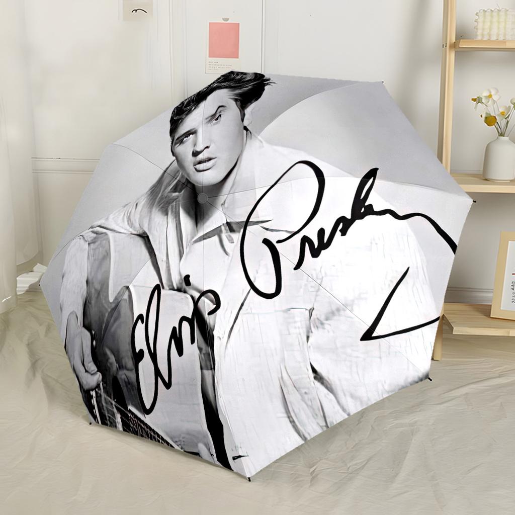 Legenda Rock And Roll Elvis Automatyczny Parasol Składany Parasol z 8 Żebrami Wytrzymały Plastik i Żelazo Parasol na Każdą Porę Roku do Podróży Stylowy Dodatek