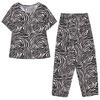 Women's Summer Printed 2-Piece Outfit, Plus Size Casual Short Sleeve Top & Pants Set (XL-5XL)