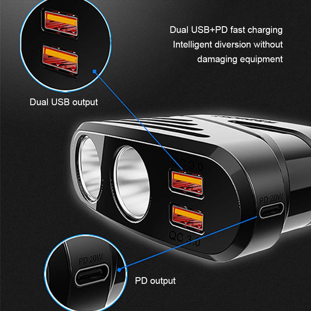 Plastic Convenient And Durable Cigarette Lighter Splitter For Car Charging Easy-to-install