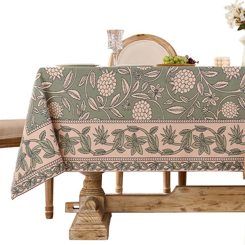 Vintage Floral Print Tablecloth Waterproof Stain Resistant Wrinkle Free Table Cover for Dining Kitchen Party Banquet Home Decor