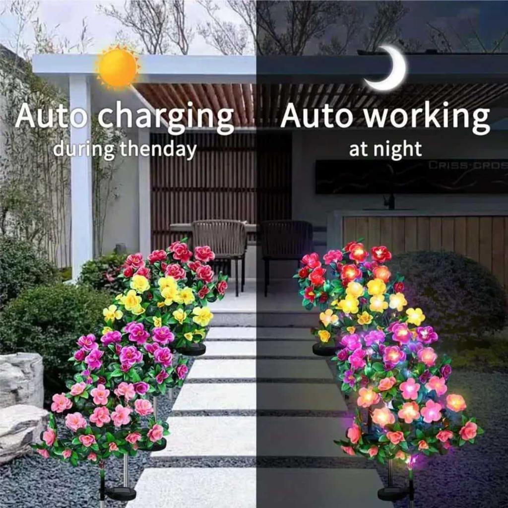 Waterproof Solar Azalea Garden Decor with Always-on & Flashing Modes
