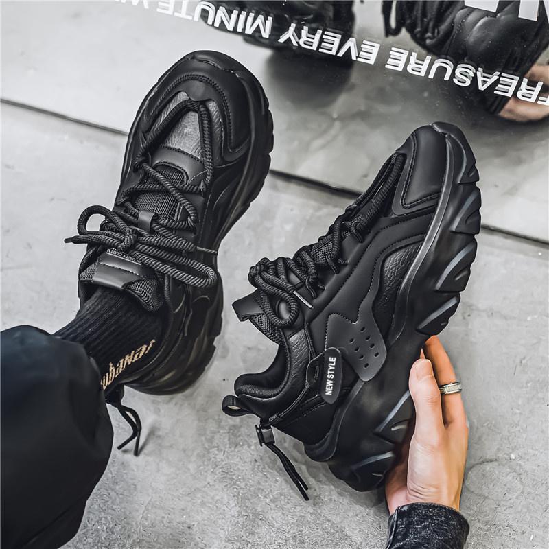 Men's Shoes Summer 2025 New Boys Mesh Sports Leisure Thick Sole Height Increase Running Black Dad Versatile Trendy Shoes