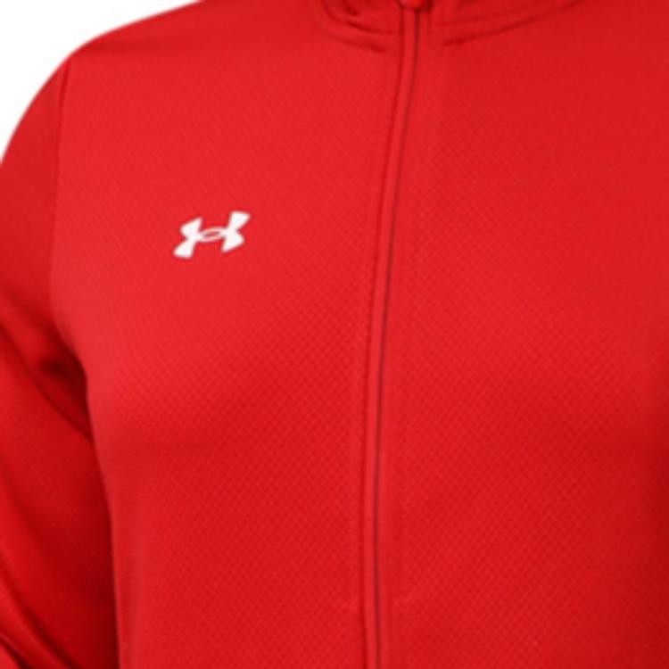 Under Armour Solid Color Stand Collar Zip Sports Knit Jacket Women jackets Red 22500412-600