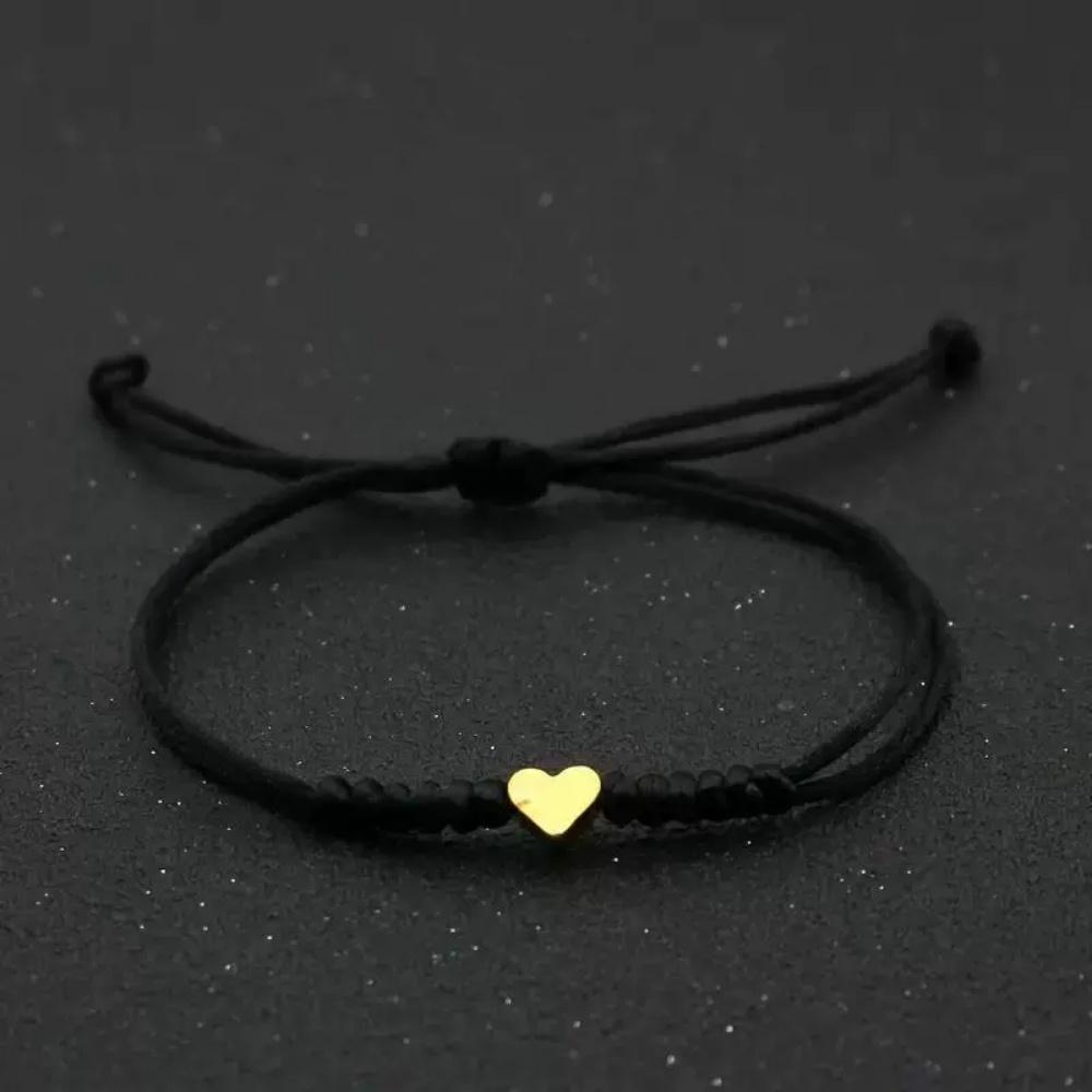 Hot Golden Silvery Heart Braided Rope Adjustable Bracelet Unisex Trendy Fashion Simple Versatile Couple Jewelry Gift Wholesale