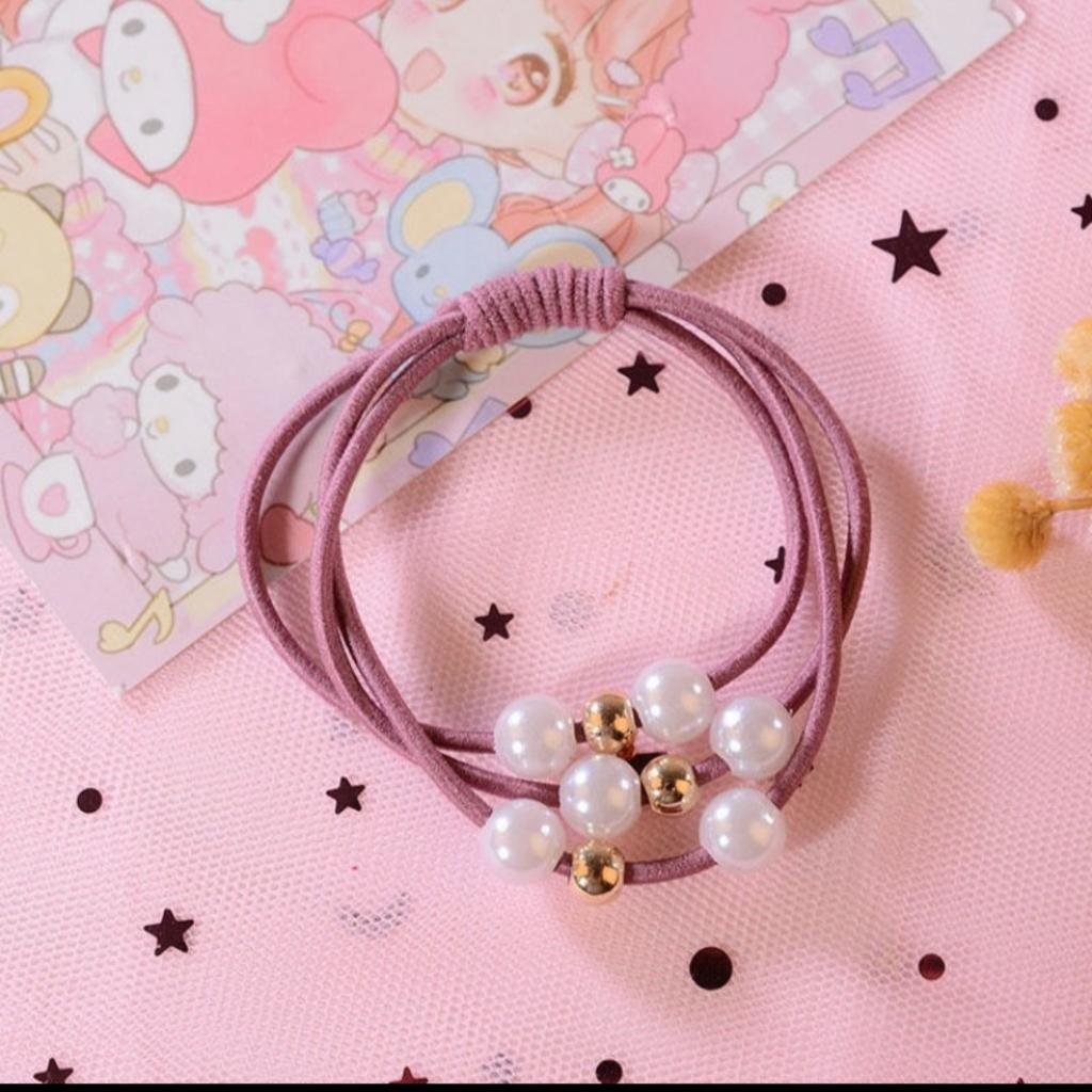 Korejské jednoduché perleťové elastické gumičky do vlasů Dámské Elegantní vlasové vázací šňůrky Dívčí vlasové doplňky s pokrývkou hlavy