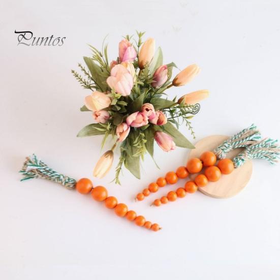 Easter Wooden Carrot Beads String Wood Pendant Spring Home Party Decoration for Birthday Housewarming