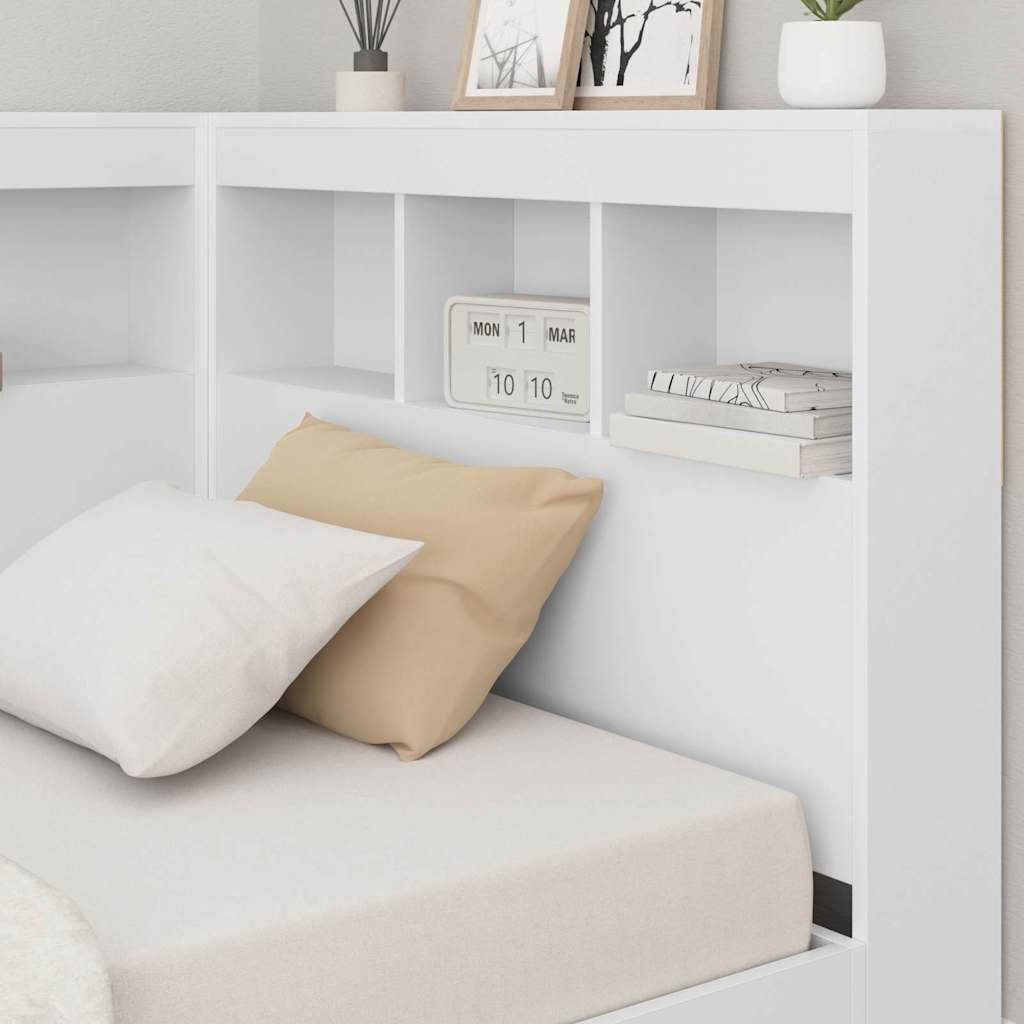 Letto con Libreria e Testiera Bianco 90 x 190 cm Truciolato