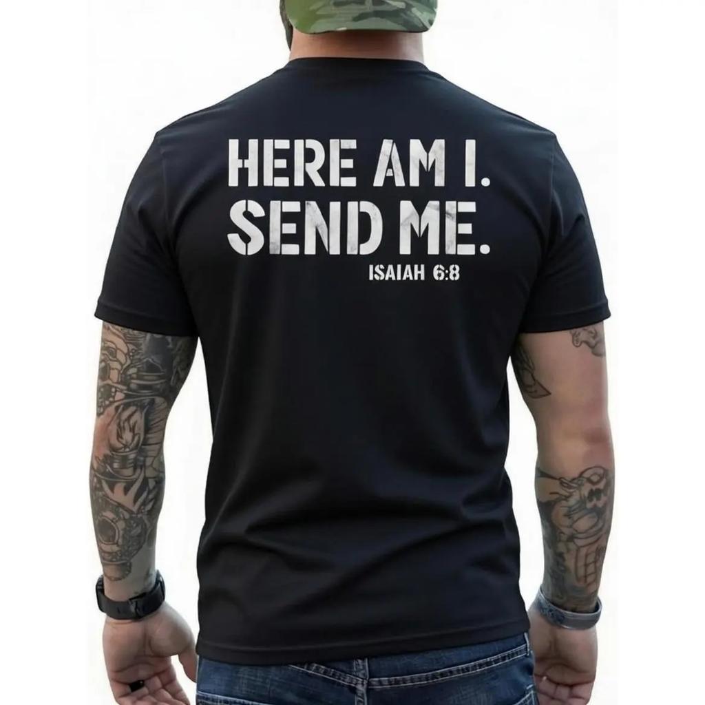 """Hier bin ich, sende mich"" Jesaja 6":8 Christliches Grafik-T-Shirt, Vatertag für Herren Fai