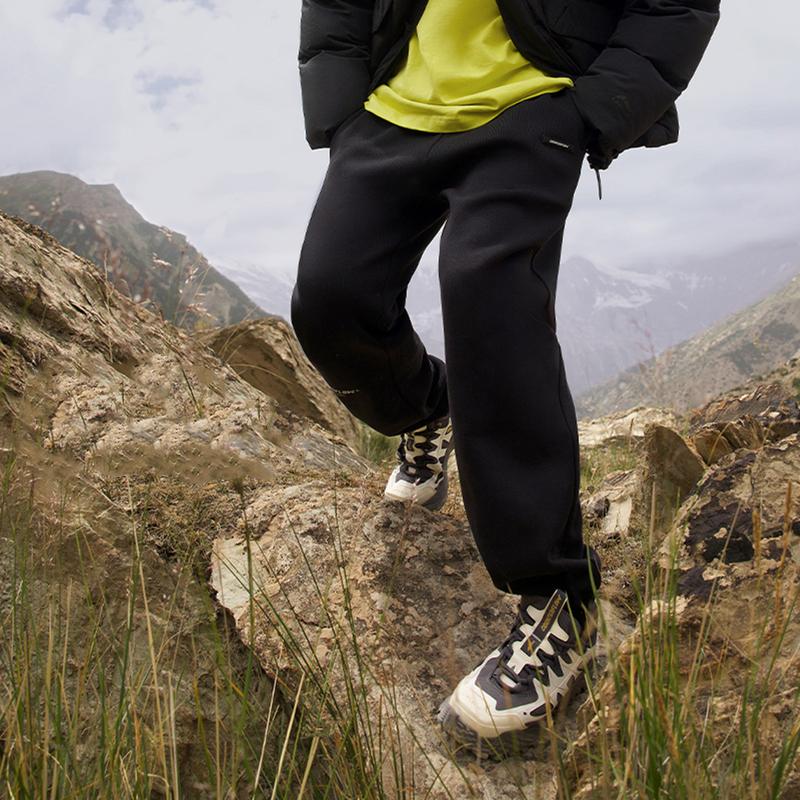 Li Ning CF Letter Print Fleece Warm Casual Cuffed Loose Knit Sports Pants Men bottoms Black AKLUD13-1