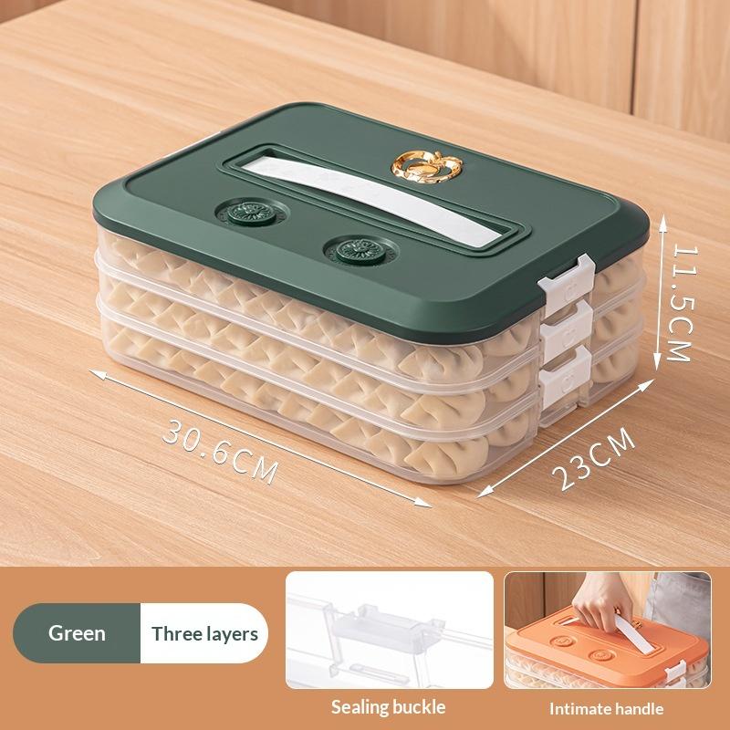 Space Saving Stackable Food Storage Containers 1-4 Layers Leakproof Sealed Dumpling Box for Kitchen Food Sorting