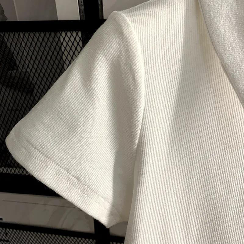 Women's Slim Fit Hot Girl Style Threaded Polo T-Shirt - Short-Sleeved & Cropped for Summer