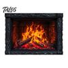 Holiday Party Wall Sticker Fireplace Flame Decal, Vintage European Background Sticker, Self-Adhesive Realistic Pattern Waterproof Mural for
