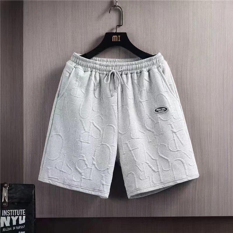 Summer Men's  Suit Casual Solid Color Waffle T-Shirt and Shorts Set