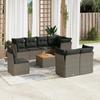 Vidaxl 9-Cz. Garden Furniture Set With Cushions, Grey, Poly Rattan