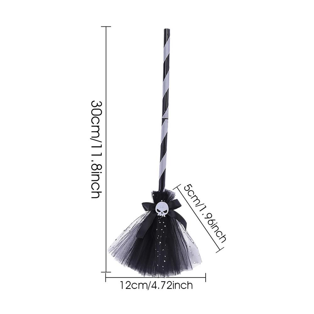 Halloween Witch Costume Broom Witch Hat with Flying Witch Broom Witch Hat for Kids Party Costume Accessories Stage Performance