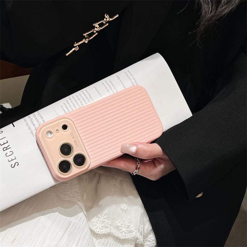 

Corrugated Solid Color Drop-Proof Case for iPhone 15/16 and iPhone 17 Pro Max with Big Window Design iPhone 12 Pro