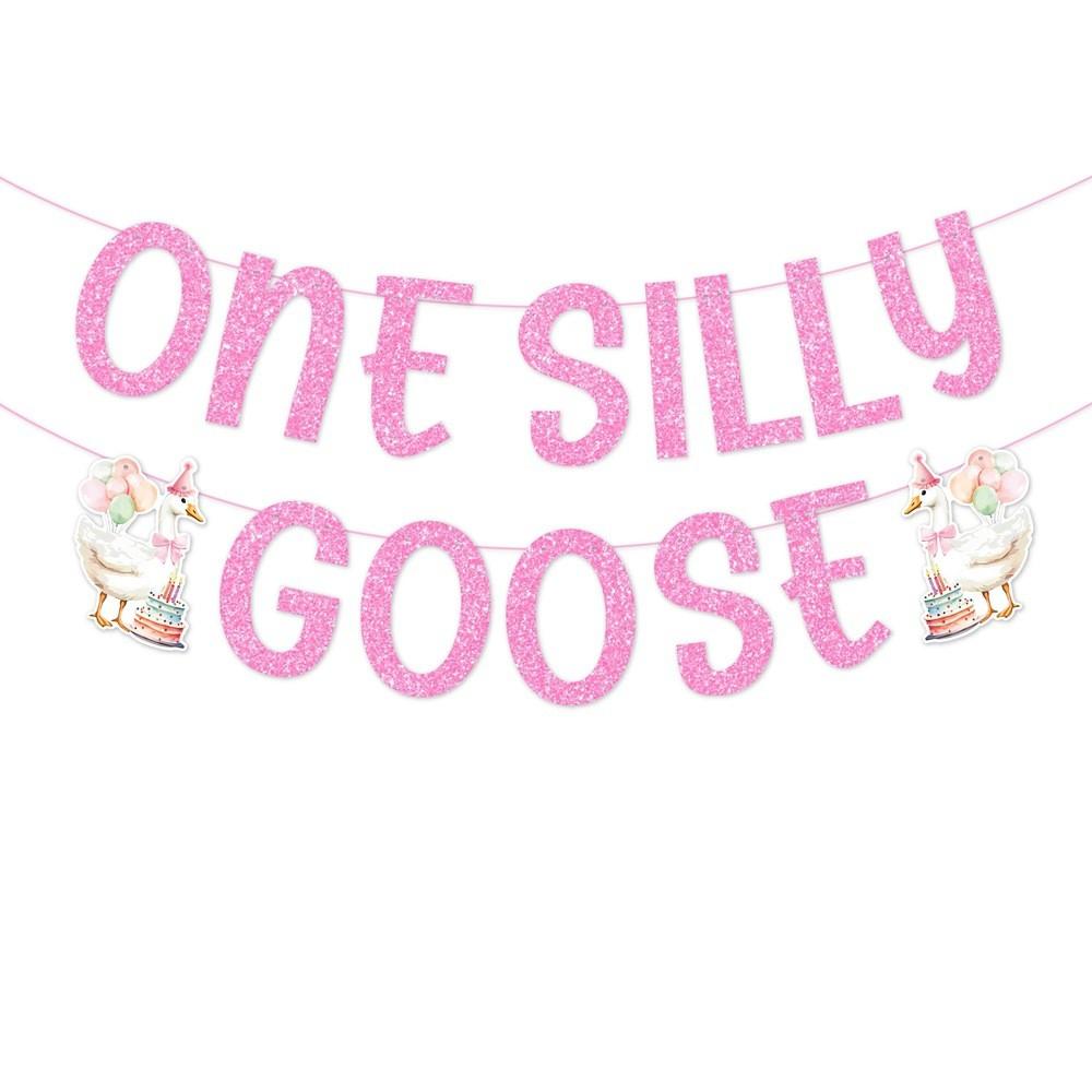 Kids White Party Swan Party Decor Supplies With Flag Pulling Rotating Hang Tag