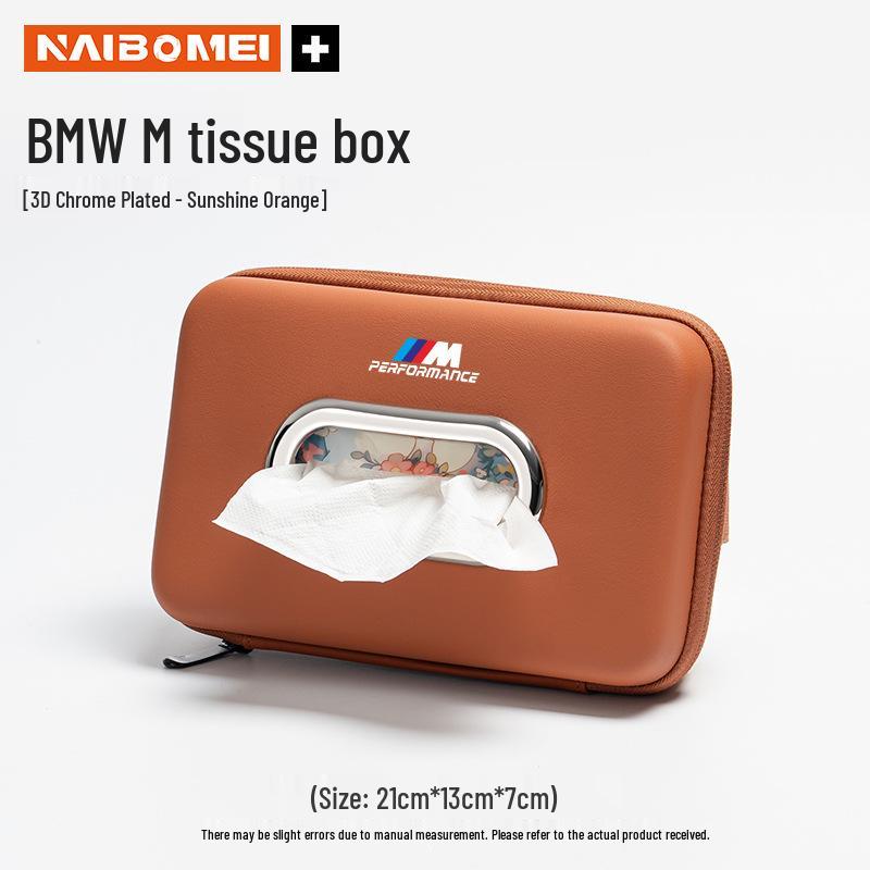 Fits BMW 1, 3, 5, 6, 7 Series, and X1-X6. Hanging tissue box/armrest tissue pack included.