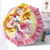 Princess Aurora, Rose Automatic Opening and Closing Umbrella - 8 Ribs Portable Folding Umbrella with Plastic Handle, Suitable for Leisure an