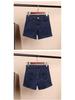 Women's High Waist Black Denim Shorts - 2025 Korean Style, Elastic, Slimming, Rolled Hem, Trendy Summer Hot Pants