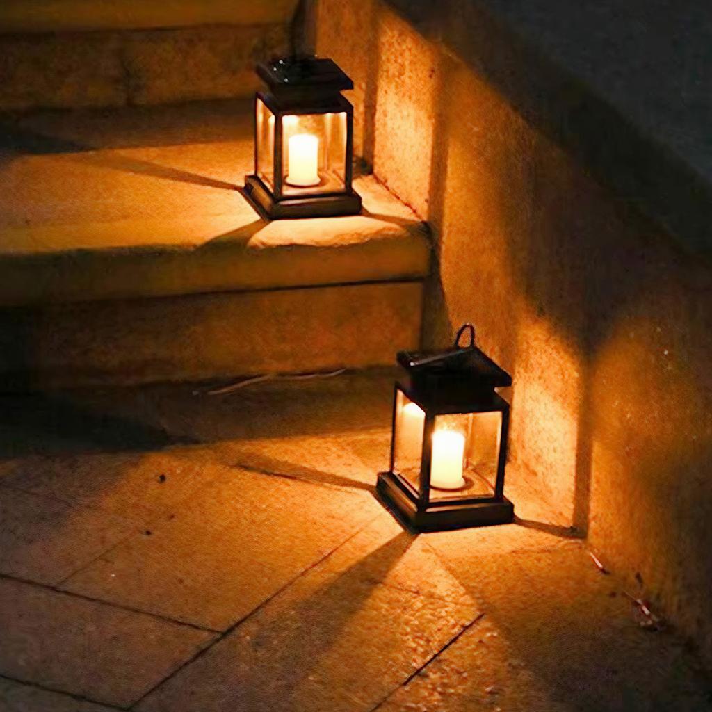 4pcs Metal Hanging Solar Lights Waterproof Outdoor Hanging Lantern Solar-Powered Light for Yard Patio Pathway Porch Garden Decor
