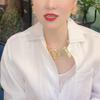 Tooxika Exaggerated Personality Metal Wave Geometric Necklace Simple Temperament Celebrity Style Fashion Collarbone Chain