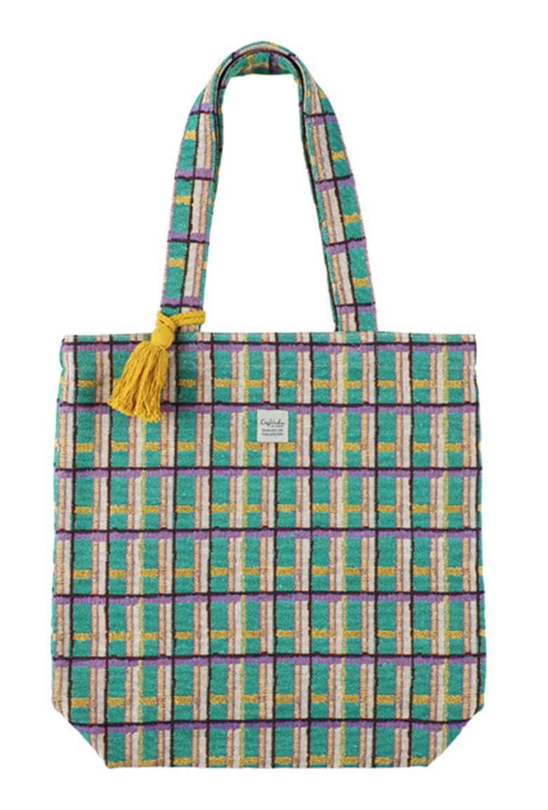 Friendshill Craft India Жаккардовая сумка-тоут формата А4 Mina Check Зеленая, CS-102-333 зелёный