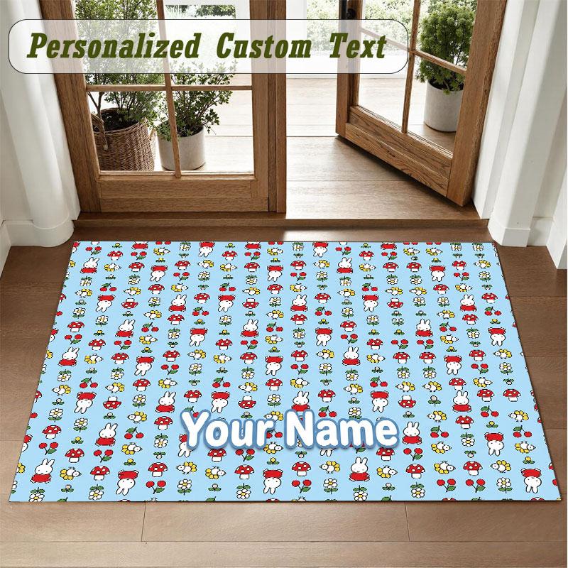 Crystal Velvet Square Rug Custom NameMiffy Pattern Non Slip Home Floor Decor Rug