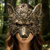 Medieval Wolf Mask 3D Head Mask, High Elastic Lightweight Comfortable Werewolf Silver Costume with Adjustable Strap for Halloween Cosplay Party