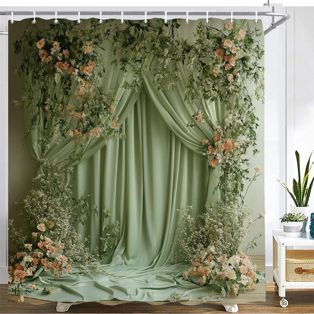 

Imitate Purple Romantic Flower Art Background Shower Curtain Bath Curtain Printing Bathroom Curtains For Home Decoration Curtain W60H190(CM)-1 Pcs