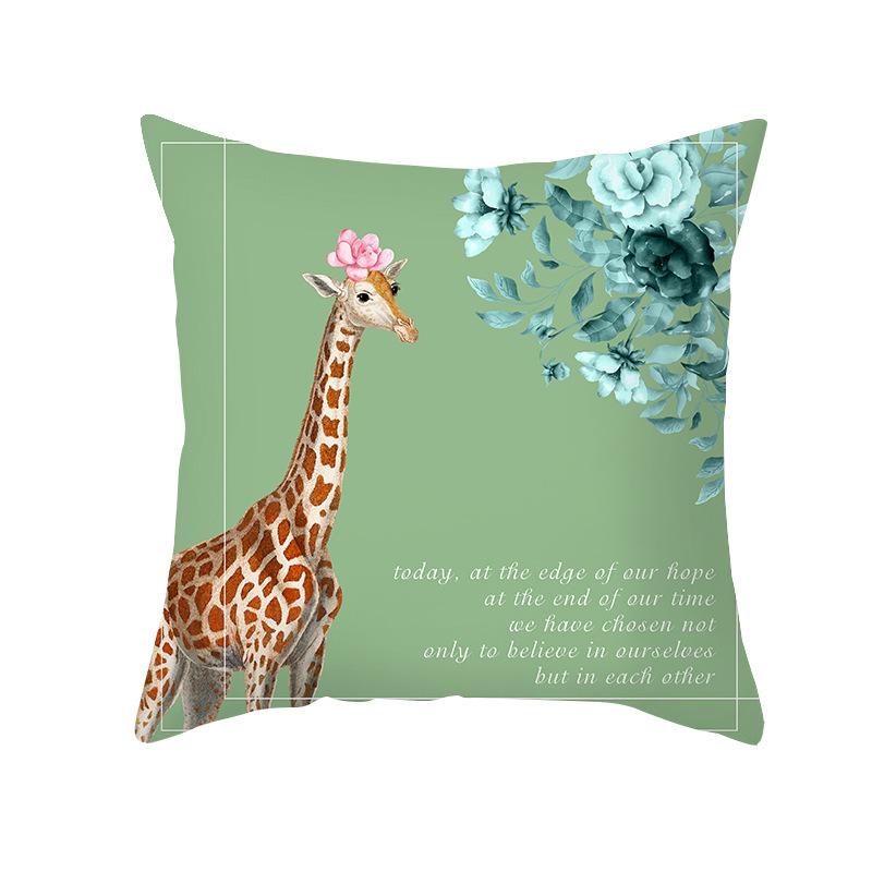 Ins Pillow Cover Nordic Summer Green Plants Office Waist Backrest Home Decoration Pillow Cover Ins Style