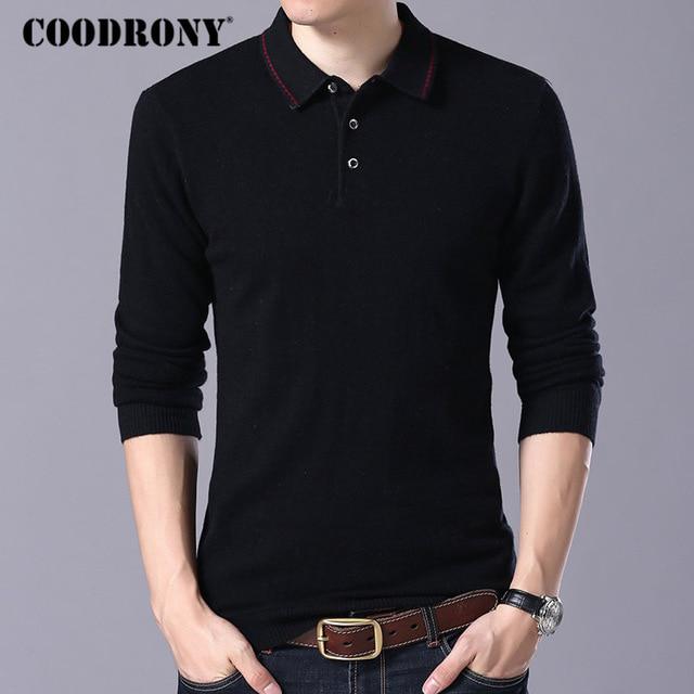 

Бренд мужской отложной воротник Pull Homme осень-зима мериносовая шерсть свитера теплый кашемировый пуловер для мужчин L чёрный