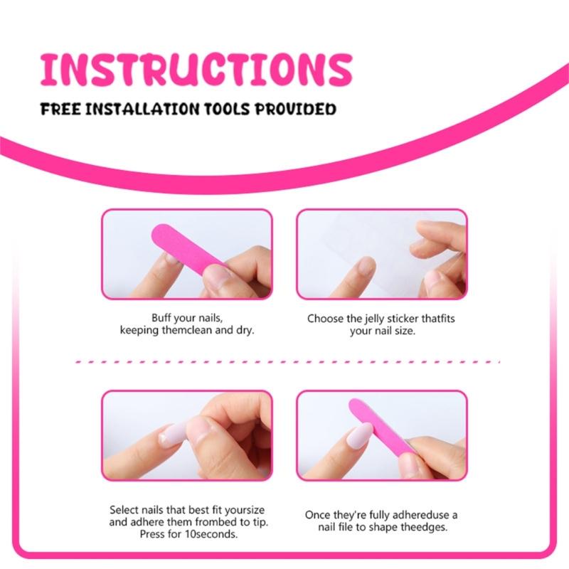 24 Pcs Glossy Full Cover Stick on Nail Almond Shape False Nail 3D Flowers Press On Nail Rhinestones Artificial Nail