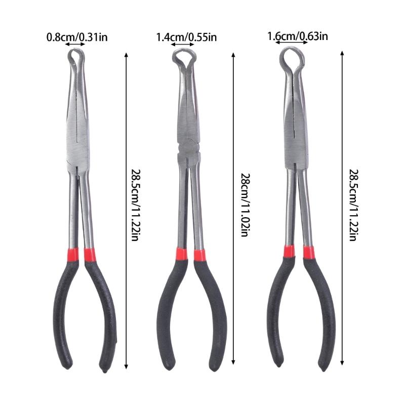 3Pcs 11Inch Hose Gripper Pliers Set with 90 Degree Bents Nose DIY Hand Tool for Efficient Use In Tight Areas