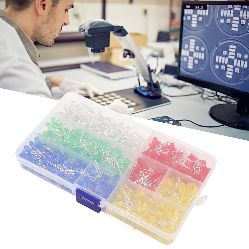 500 Stück LED Leuchtdiode 5mm Verschiedene Farben Elektronische Bauelemente für DIY Signalanzeige