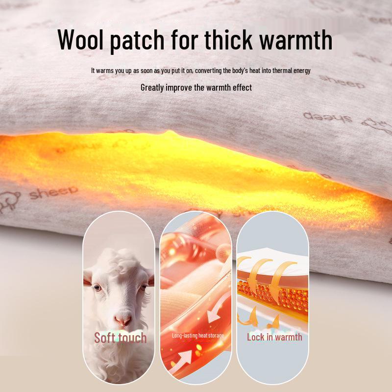 Women's Thermal Suit: 7A Antibacterial 100% Wool Filling, Slim Fit, Round Neck, for Autumn/Winter.