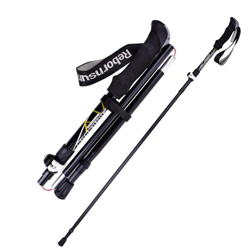 Ultra-Short 5-Section Telescopic Aluminum Trekking Poles for Hiking and Trail Running чёрный
