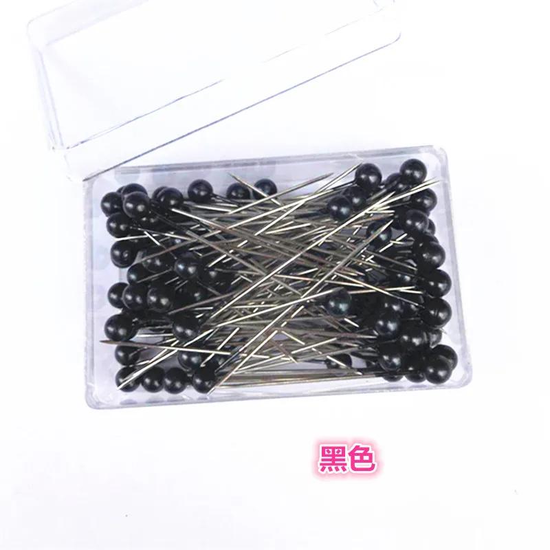 100Pcs/Box 38cm Colorful Round Pearl Head Needles Stitch Straight Push Sewing Pins For Dressmaking DIY Sewing Tools Positioning