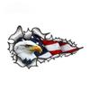Motorcycle Sticker Personality Creativity Ripped Torn Metal Design with American Bald Eagle Us Flag Motif External Car Sticker