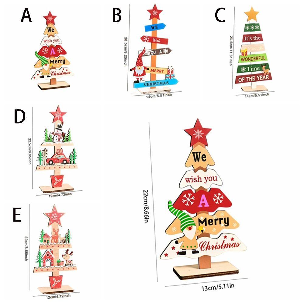 2pcs Wood Desktop Centerpieces Cartoon Christmas Signs Crafts Christmas Tree Ornaments Set  Home