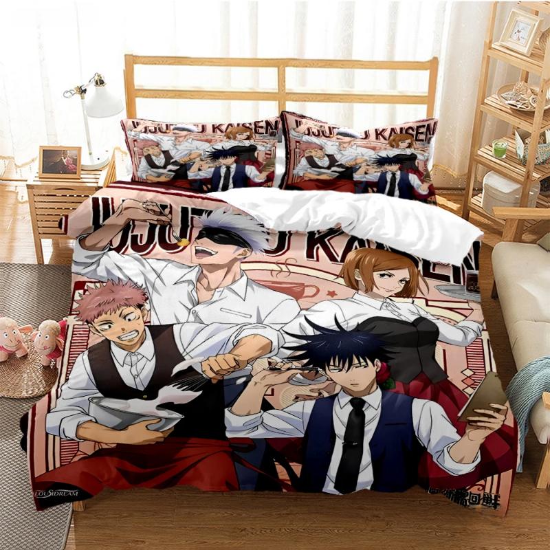 Jujutsu Kaisen Bedding Set Quilt Cover Pillowcase Anime Figure Satoru Gojo Bed Bedroom Duvet Cover Decor Beddings Suit Kids Gift