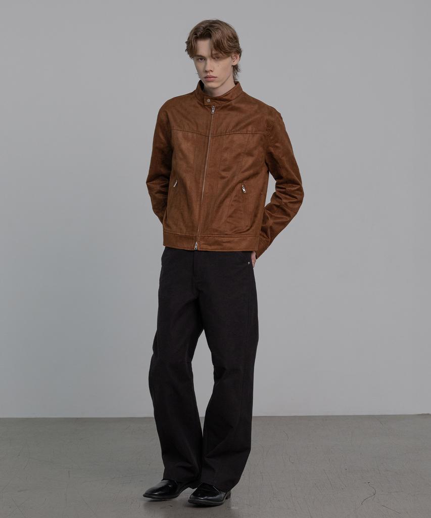 DECOROSO Biker Synthetic Suede Jacket [Brown]