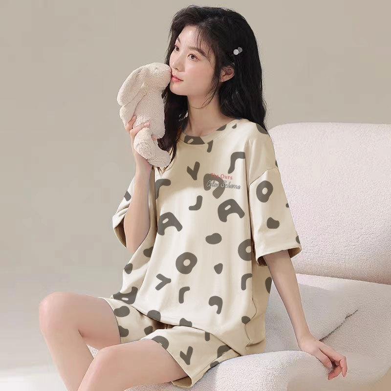 Japanese summer department new cotton pajamas women's fresh pastoral style student casual loungewear round neck short-sleeved suit