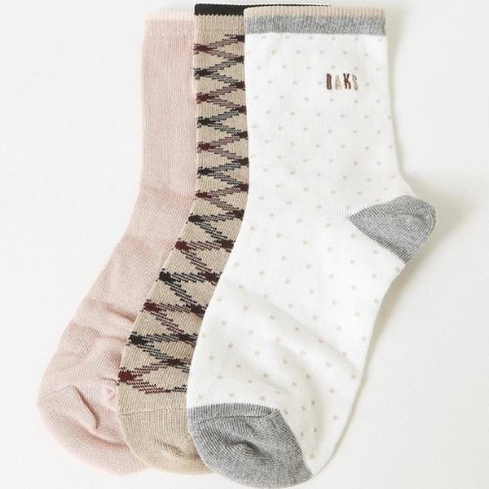 

DakS Women S Mid Crew Cotton Blend Set 3 pairS White Line dbSS5e400wt Single option