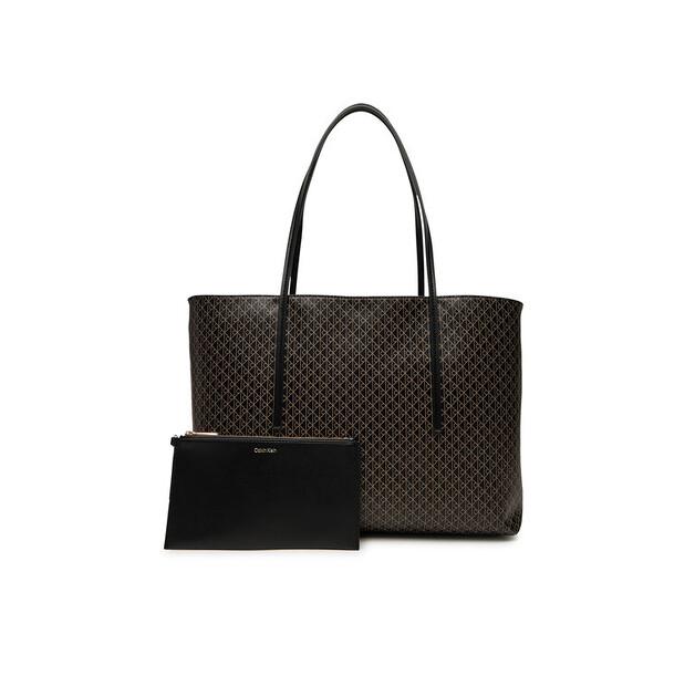 Handbag Calvin Klein Emblem Aop Tote W Pouch LV04F3266G Black