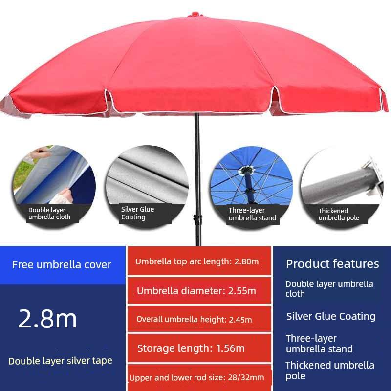 Outdoor Beach Parasol, Sun Umbrella, Large Commercial Umbrella for Shop Stalls, Waterproof and Sun-Protective Umbrella, Patio Umbrella, Canopy