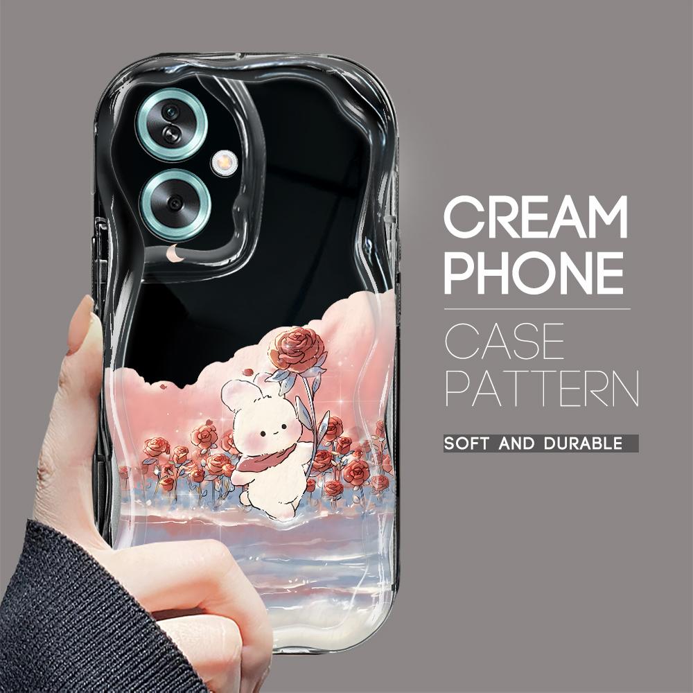 

Милый мультяшный узор, кремовая текстура, мягкий силиконовый чехол с волнистыми краями, чехол для телефона для OPPO Reno Realme Realme Narzo 20 чёрный