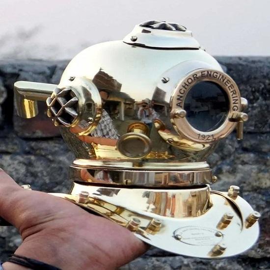 Potápěčská helma Anchor Mini, americká námořní mini potápěčská helma Mark V, mosazná