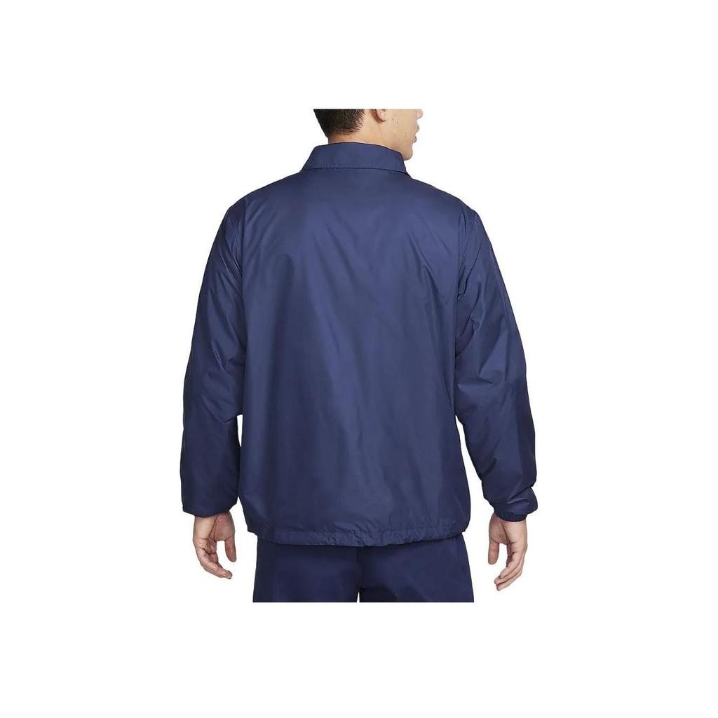 Nike Solid Color Logo Embroidered Single-Breasted Polo Casual Long Sleeve Jacket Men jackets Blue FN3317-410